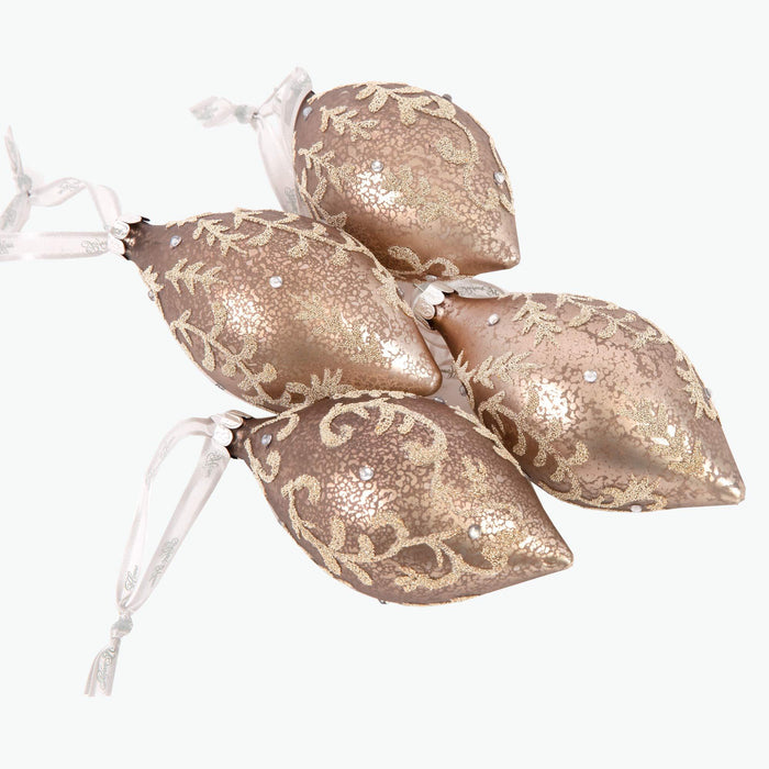 Julepynt dråpeformet brun 4 stk