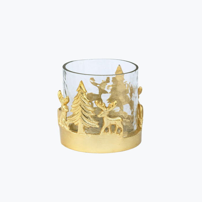 Golden Reindeer telysholder