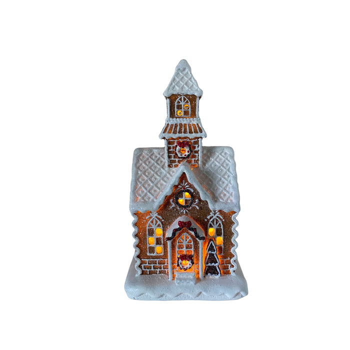 Gingerbread kirke m/LED lys