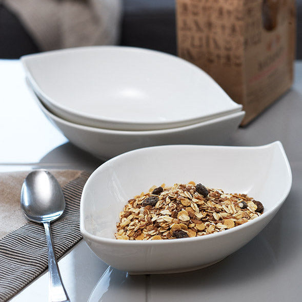 Hvit Lilje oval frokostskål 4 stk