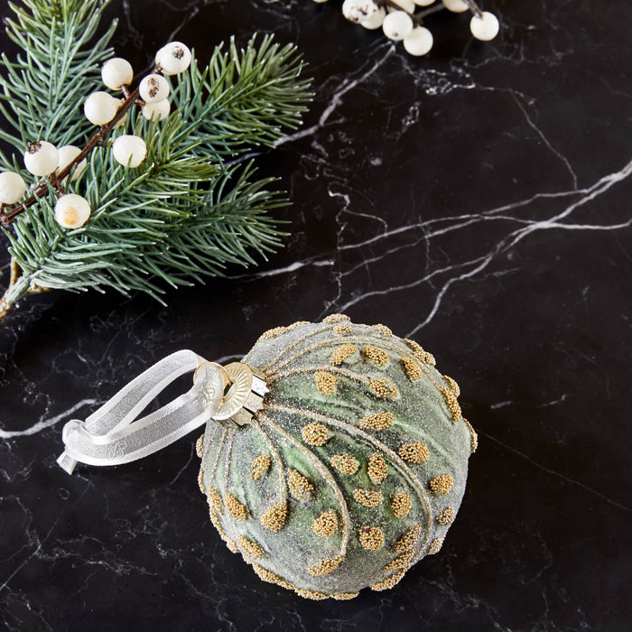 Julepynt grønn m/gulldekor 4 stk